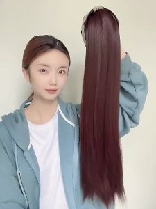 Hairband Wig For Women Long Straight Half Head Wig Hair Extension with Clip in Hair Topper Extension U-Shaped Hairband Wig