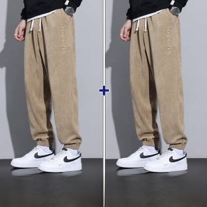 ROMON | Romon Mens Corduroy Pants Autumn Winter Loose Fit Sports Casual Long Trousers Trendy Brand Heavyweight Sweatpants