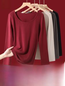 MiiOW | ชุดกางเกงขายาวผ้าโมดอลสำหรับผู้หญิง ชุดกันหนาวสีแดงปีงู 2025 ฤดูใบไม้ร่วง ฤดูหนาว อบอุ่น ปกติ แขนยาว ปกติ คอกลม สีสันสดใส