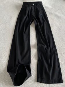 High Waist Draped Denim Pants Womens Spring 2025 Loose Wide Leg Knife Edge Trousers Floor Length Drapey Feel Jeans