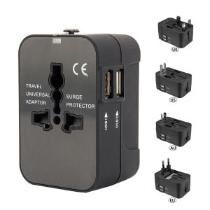 Universal Travel Adapter Multi-pin Plug Dual USB 2 Port Power Outlet Charger Converter EU US UK AU Plug Available