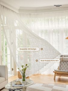 French Lace Sheer Curtains Sunscreen and Light-Blocking