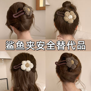 Dignified Flowers Wool Barrettes Womens Back Head Updo Hair Claw Large Duckbill Clip Headdress Safety Substitute Winter