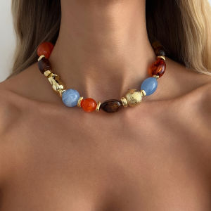 Ingemark | Ingemark 5 Styles Bohemia Colorful Acrylic Beaded Choker Necklace Women Vintage Adjustable Stackable Clavicle Chain Jewelry Gift