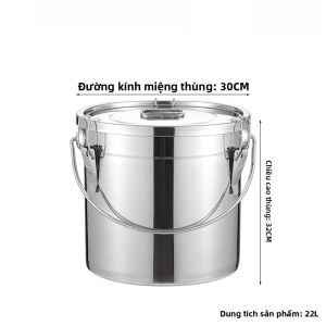 Thùng Đựng Nước Bằng Thép Không Gỉ 304 Cấp Thực Phẩm Có Nắp Đậy Cầm Tay Dùng Cho Gia Đình Và Thương Mại Thùng Đựng Dầu Bằng Sắt Tròn