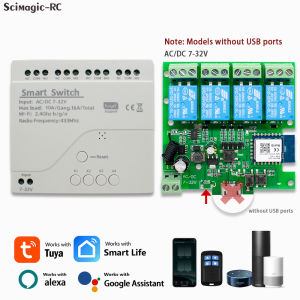 4CH WiFi Relay Module Tuya Smart Wireless Motor Switch 4 Channel 7-32V 85-250V 220V 110V 2200W RF433 10A 4Way Receiver For Alexa