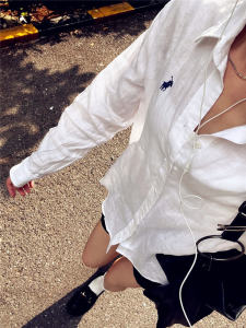 Summer Thin Cotton Linen Loose Long Sleeve White Shirt Outerwear Womens Cardigan Style Full Pure Cotton Linen Blouse