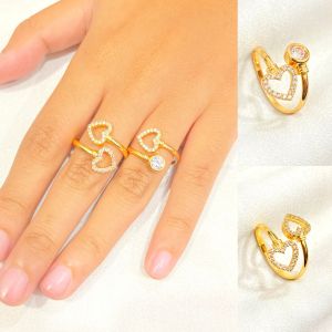 Cincin Lapis Emas Flexible Wanita Anti Karat Aksesoris Cewek Yaxiya Jewelry