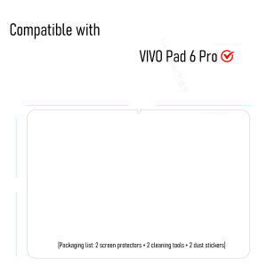 On VIVO Pad6 Pro Tempered Glass Screen Protector For VIVO Pad 6 Pro Tablet Film Scratch Proof Clear Easy To Install 2-Pack