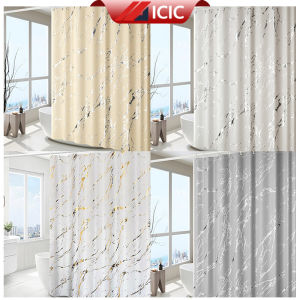 ICIC ม่านห้องน้ำ 180x180cm 120x180cm ม่านกั้นห้องน้ํา Bathroom Curtain พร้อมห่วงตะขอ ผ้าม่านห้องน้ำห้องอาบน้ำ ม่านพลาสติก กันน้ำ กันเชื้อร