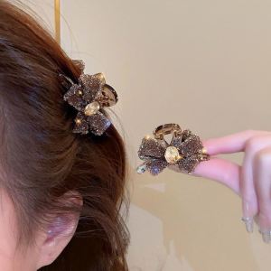 Small Butterfly Knot Hair Clip for Women New Style Half Updo Short Hair Hairpin Transition Period Essential Back of Head
