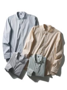 Áo Sơ Mi Oxford Cotton Nguyên Chất Mới Cho Nam Mùa Xuân Hè Cổ Đứng Dài Tay Rộng Rãi Thường Ngày Kẻ Sọc Thương Mại