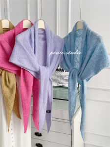 Pouie | Dopamine Atmosphere Knitted Lacy Scarf Shawl