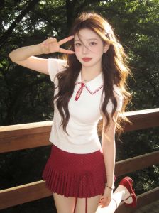PEIXI | Japanese College Style Short Sleeve Knit T-shirt