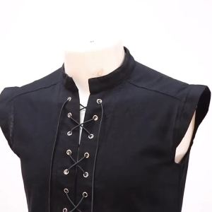 Mens Pirate Renaissance Viking Steampunk Medieval Gothic Celtic Sleeveless Shirt Barbarian Clothing