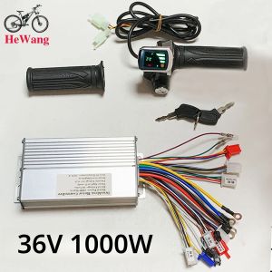 มอเตอร์ไฟฟ้ากระแสตรงแบบไร้แปรงถ่าน 36V 1000W สำหรับจักรยานไฟฟ้า พร้อมตัวควบคุม 2 โหมด มีระบบล็อค จอแสดงผล LED แสดงกำลังไฟฟ้า คันเร่งแบบหมุน สำหรับสกู๊ตเตอร์ไฟฟ้า