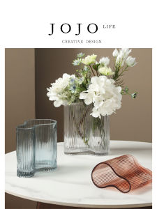 Modern Minimalist Glass Flower Vase JOJOS L. PD.Shrink Fresh Pure Color Living Room Decorative Accessories Curl up