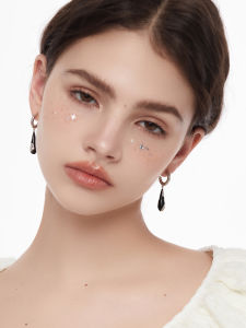 Original Design Black Silver Needle Drop Earrings Irregular Style Fashionable Jewelry for Women Fresh out New Trend