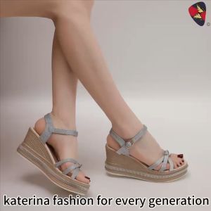 katerina fashion Korean Glittering Wedge Sandals For Women Adjustment Strap #869
