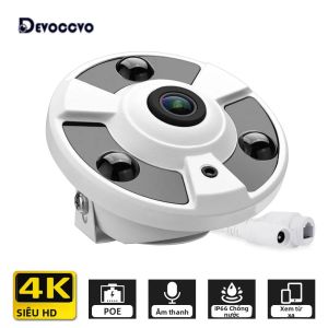 Camera IP Mắt Cá 8MP 4K Ultra HD Góc Rộng 180 Độ Camera An Ninh Dạng Dome Giám Sát Video Mạng POE Có Âm Thanh