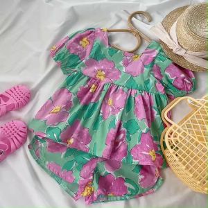 Hania kids💕พร้อมส่ง💕ชุดเดรสเจ้าหญิง ลายดอกไม้ สไตล์ตะวันตก สําหรับเด็กผู้หญิง-K2220458