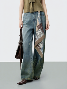 INLIFE | Retro Ripped Skinny High Waist Wide Leg Casual Pants
