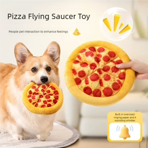 Eco Friendly Durable Plush Pizza Pet Toy With BB Sound Cute Interactive Chew Teeth Train Toy For Dogs Cats Puppy Kitten Supply