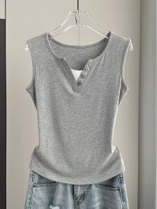 QIAOCHENXIAN | Cotton Two-in-one Design Tank Top for Large Sizes