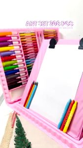 Set Kreativitas Anak 208 Pcs - Warna Ceria Alat Mewarnai & Membuat Lukisan