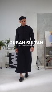 KHOIRUMMAH Jubah Sultan - Gamis Pria Dewasa - Jubah Polos Lengan Panjang - Black