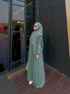 Gamis Abaya Hijra Set Outer Kekinian Premium Jumbo Viral