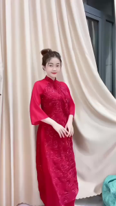 [HỎA TỐC SG] Áo dài cách tân DU TIÊN 4 tà cổ cách điệu kết cúc bọc kèm quần