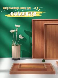 MENGCHUANG | Bamboo Wood Tray Tea Set Rectangular Wood Candy Tray