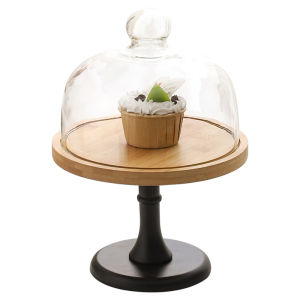 Transparent Glass High-footed Cake Platter with Cover