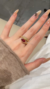 Montagne Jewelry 18k Pure Yellow Gold Ring for women Lucky Jewellery Natural 1.2 Carat Tourmaline rubellite Ring