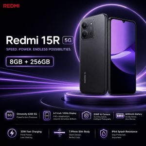 Redmi | 2026 new Redmi 15R 5G Smartphone 8GB+256GB 7.99mm Slim Design 6.9 120Hz Display 6000mAh Battery Dimensity 6300 33W Charge