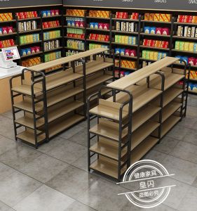 Double-Sided Multi-Layer Display Stand Cosmetic Premium Goods Showcase Island Counter Snack Rack Simple Structure Artificial Board Process