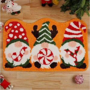 VIKAMA Christmas Red Truck Rug Imitation Cashmere Soft Non Slip Floor Mat Tree Pattern Bedroom Bathroom Carpet Kids Room Xmas