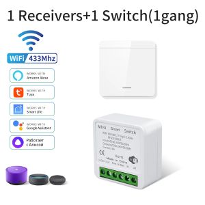 Tuya Smart WiFi Switch 16A Receiver Module Alexa Google Home Voice Control Smart Life APP Control RF433MHz 1/2/3Gang Wall Switch