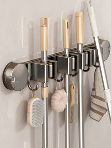 ตู้เสื้อผ้าติดผนังแบบไม่ต้องเจาะ ตู้เสื้อผ้าห้องน้ำ ตะขอพลาสติกสำหรับติดผนัง เครื่องมือทำความสะอาดในบ้าน