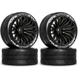 1/10 RC On Road Tires And Plastic Rally Wheels 12mm Hex For 1:10 Racing Touring Street Car Tamiya TT01 XV01 THPI KYOSHO PTG2