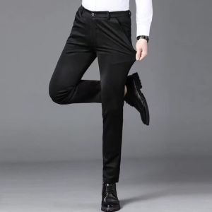 Mens Spring Autumn Fashion Business Casual Long Pants Suit Pants Male Elastic Straight Formal Trousers Plus Big Size 28-40