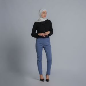 Celana wanita terbaru slimfit ban karet polyester premium stretch import syakira by azkia biru jeans