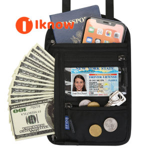 I know ravel Neck Pouch RFID Passport Holder with Adjustable Neck Strap Waterproof Neck Wallet for Men & Women to Keep Cash Credit Cards and Documents Safe