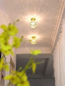 Ceiling Light Nordic Gold Flower Lamp Room Lamp Balcony Decorative Petal Ceiling Light Nordic Modern Minimalist Design Golden Crystal Ceiling lamp E27 Base for Corridor Aisle Porch Lighting Decoration for Bedroom Lights Living