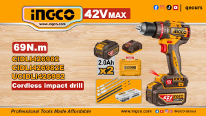 INGCO 42V 69NM CORDLESS IMPACT DRILL | COMPACT BRUSHLESS MOTOR | CIDLI426981