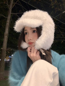 Thickened Winter Fleece Hat Womens Warm Cap Ear Protection Riding Hat White Fluffy Casual Style for Outdoors Autumn Winter