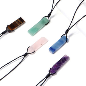 Healing Crystal Natural Stone Slice Pendants Necklace Reiki Chakra Gmes Quartz Lapis Amethysts Amazonite Women Jewelry