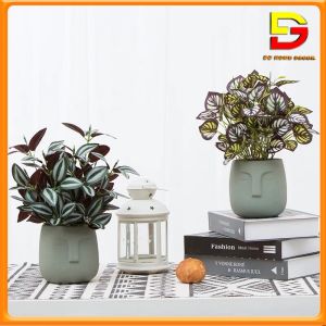 Chậu Cây Giả Để Bàn Cây Giả Decor Hình Gương Mặt Độc Đáo Trang Trí Nội Thất Gia Đình Độc Đáo Sang Trọng DC-176