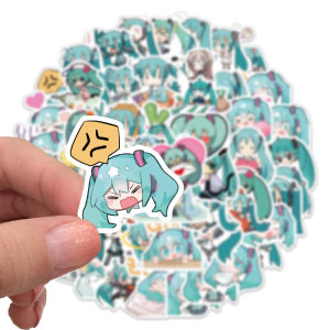 Bandai | 50PCS Cartoon Chibi Cute Miku Graffiti Stickers for Luggage Laptop Ipad Skateboard Gift Mobile Phone Car Stickers